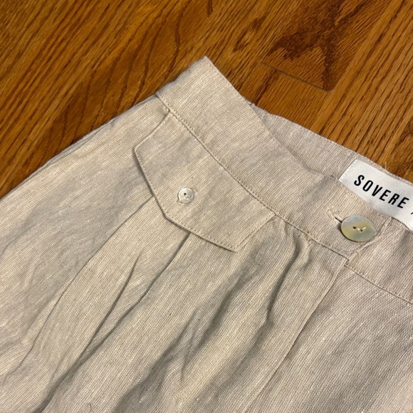 Sovere linen Cream Wide-Leg Pants - Picture 5 of 12